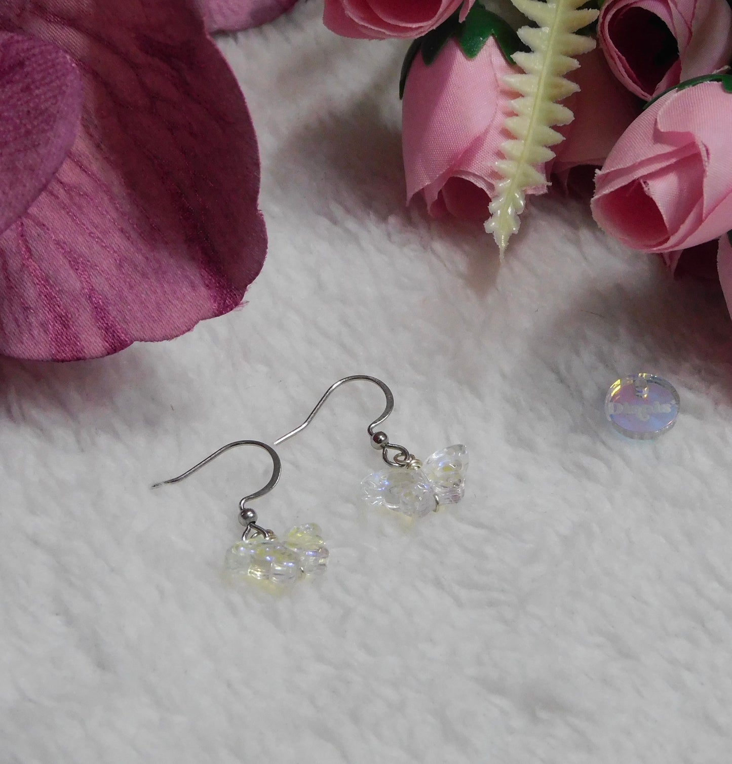 Pendientes de mariposa transparente