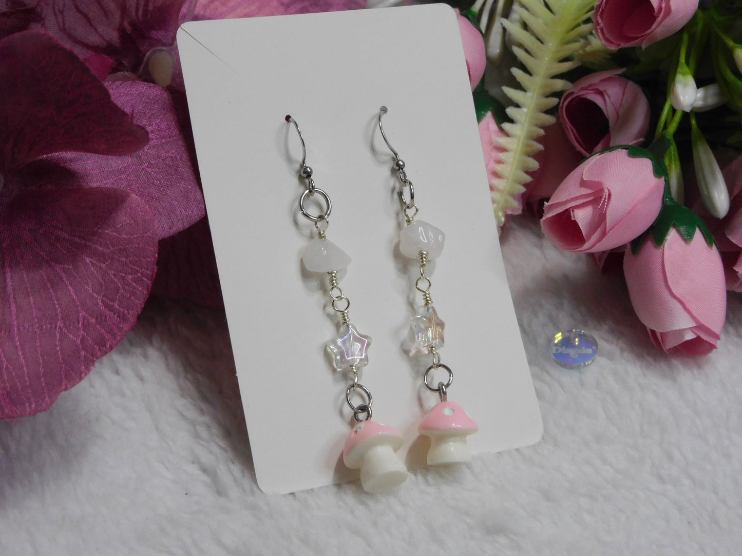 Pink Mushroom Earrings