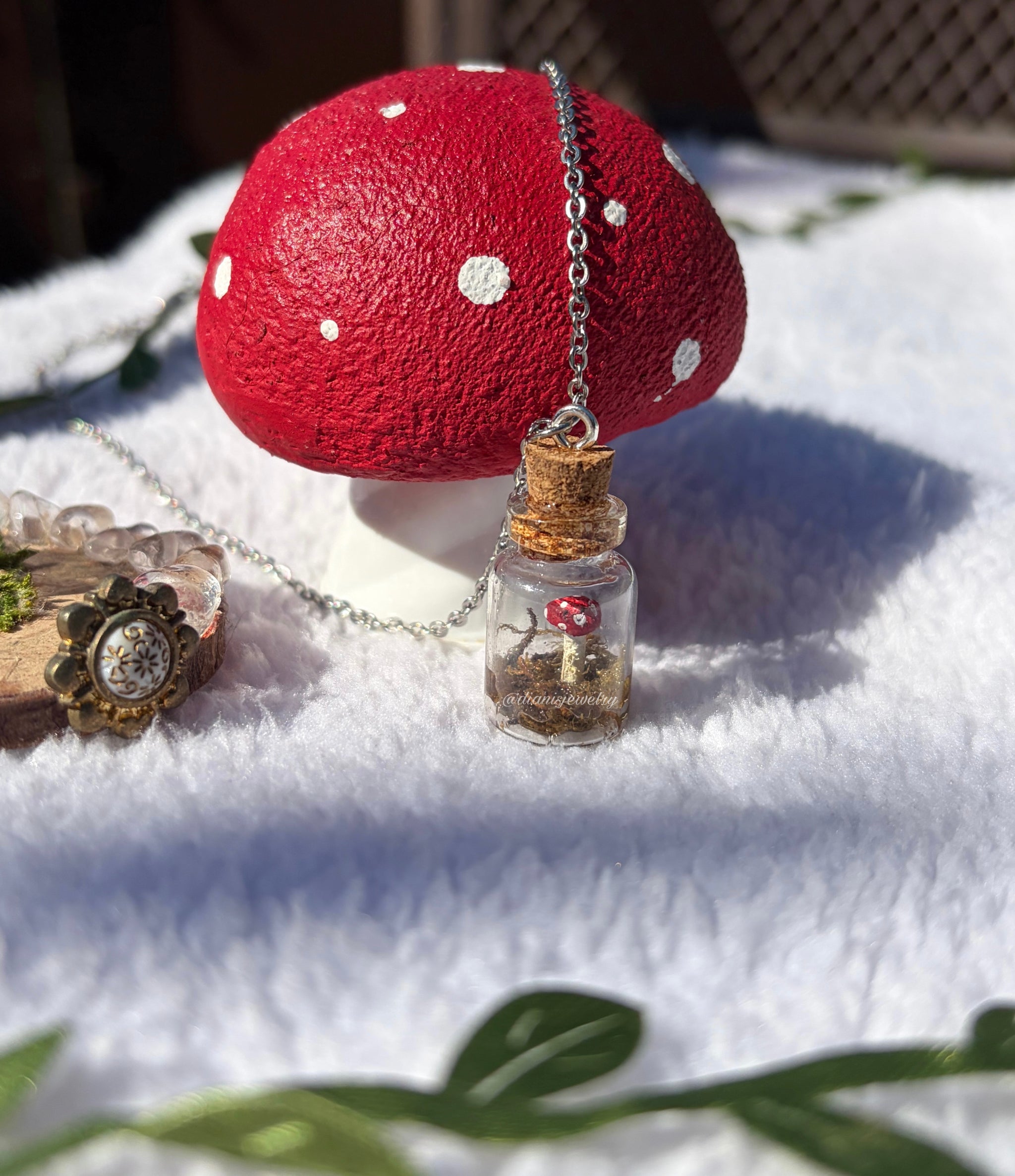 Tiny Mushroom Jar Necklace